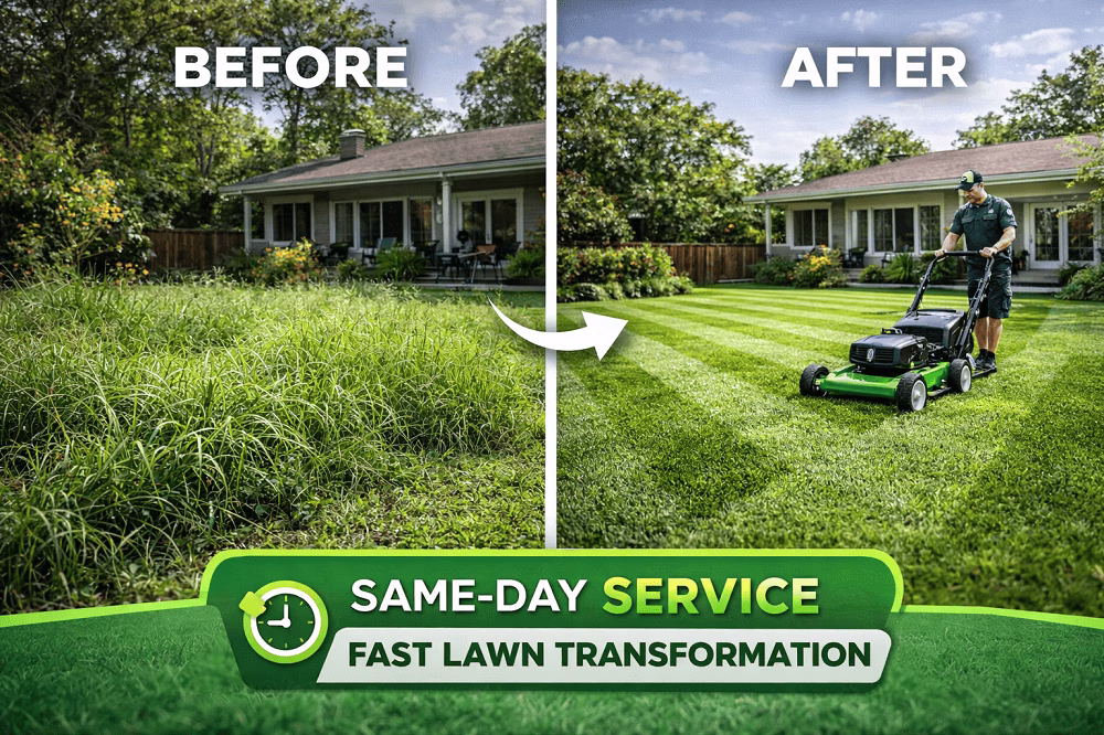 same-day lawn mowing